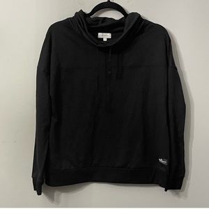 Simply Southern solid black cowl neck w/ drawstrings sweatshirt w/ small logo; S